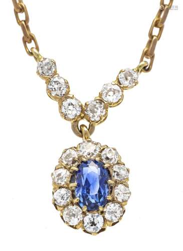 Sapphire old-cut diamond neckla