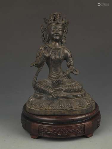 RARE FINE BRONZE JIE DE LUO JIA LIN TARA BRONZE STATUE