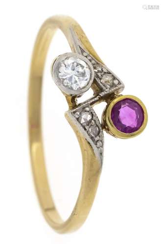 Ruby old-cut diamond ring GG/WG