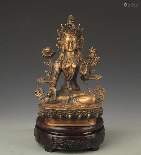 TIBETAN BUDDHISM BRONZE WHITE TARA FIGURE