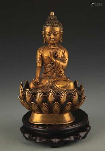 A FINE TIBETAN BUDDHISM BRONZE SAKYAMUNI STATUE