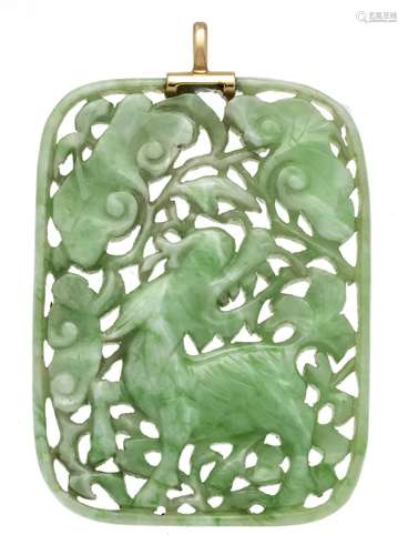 Jade amulet with gold eyelet, o