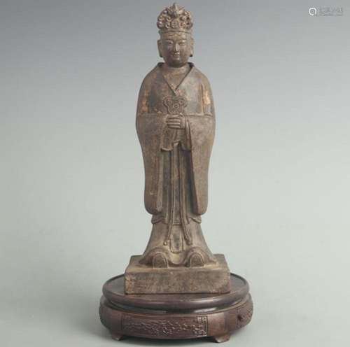 A FINE TALL "TIAN YUAN SHENG MU" BRONZE FIGURE