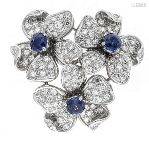 Sapphire diamond brooch WG 750/