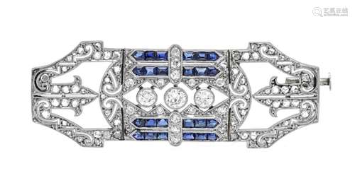 Art Deco sapphire old-cut diamo