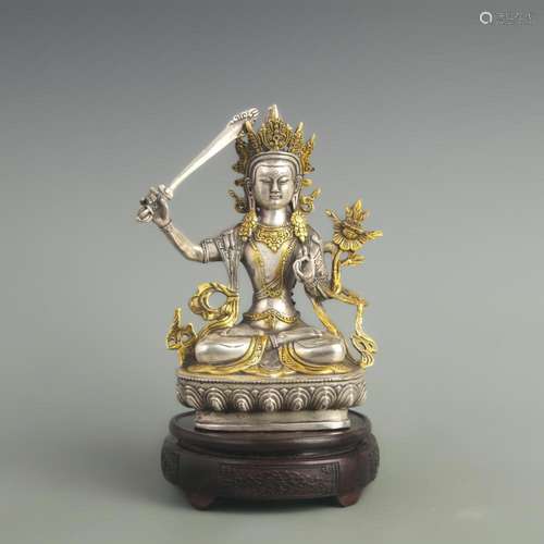 A FINE SPRINKLE GOLD MANJUSRI BUDDHA STATUE