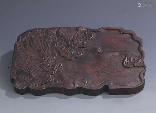 A ROSEWOOD CARVING DRAGON CARVING BRUSH LICK JAR