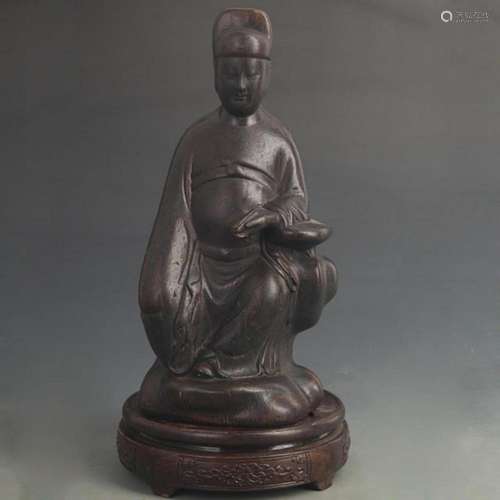 A FINE BAMBOO MADE EMPEROR ZHENWU FIGURE