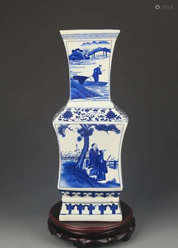 BLUE AND WHITE CHARACTER PATTERN STORY PATTERN VASE