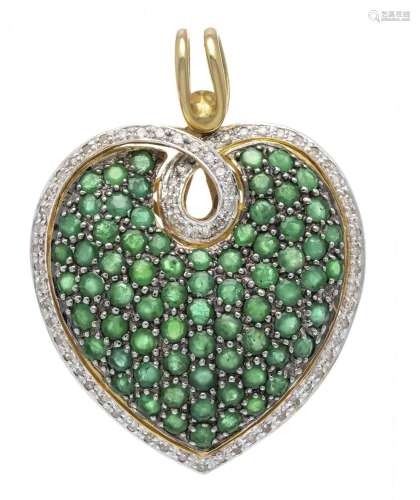 Emerald diamond heart pendant G