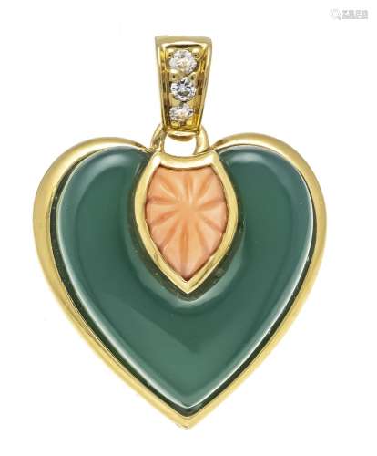 CARTIER jade-coral diamond clip