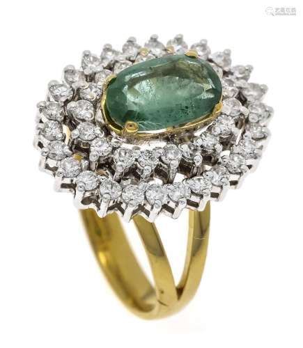 Emerald diamond ring GG/WG 750/