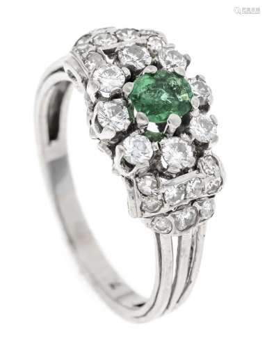 Emerald diamond ring WG 750/000