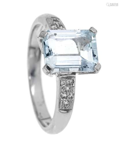 Aquamarine diamond ring WG 750/