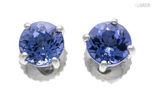 Tanzanite ear studs platinum 95