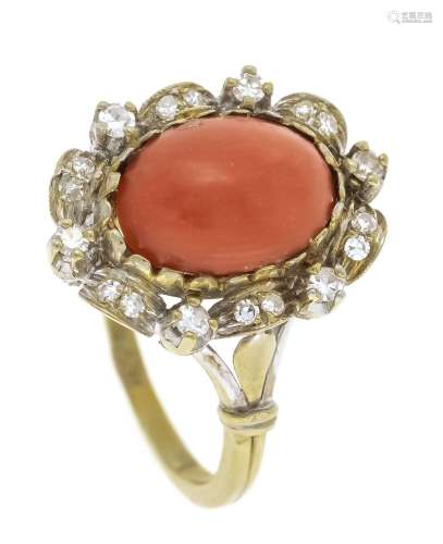 Coral diamond ring GG 750/000 w