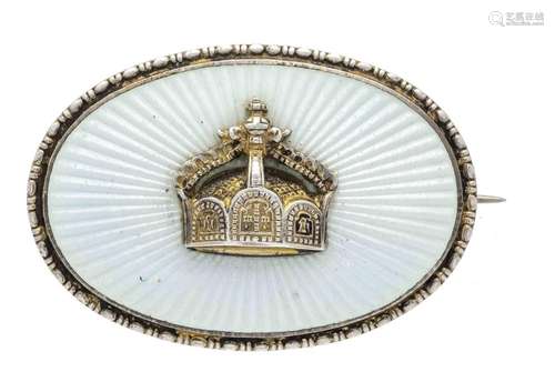 Oval enamel brooch silver 800/0