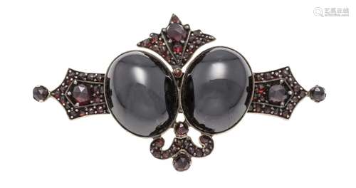 Garnet brooch c. 1850 with 2 la