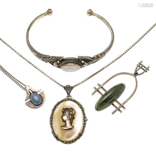 5-piece silver set, with an ova