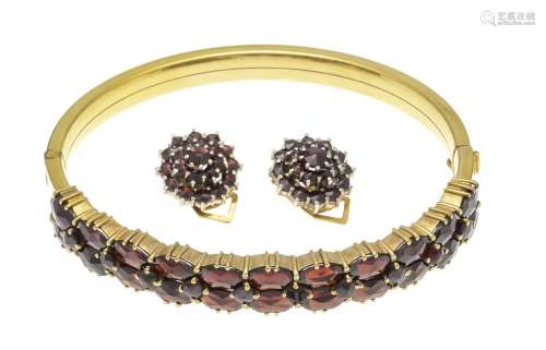 2-piece garnet set metal gold p