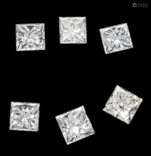 6 princess diamonds, total 0.84