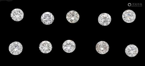 10 brilliants, total 2.37 ct wh