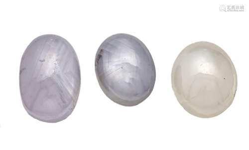 3 oval star sapphire cabochons,