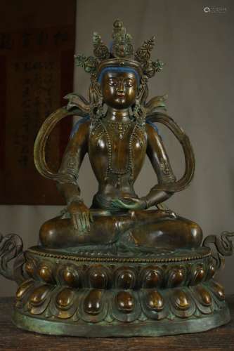 旧藏铜鎏金手工打造一尊释迦牟尼