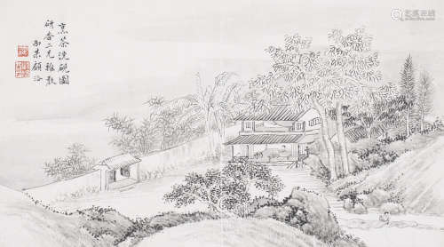 （1763－約1837） 顧洛 烹茶洗硯圖 鏡片 水墨紙本