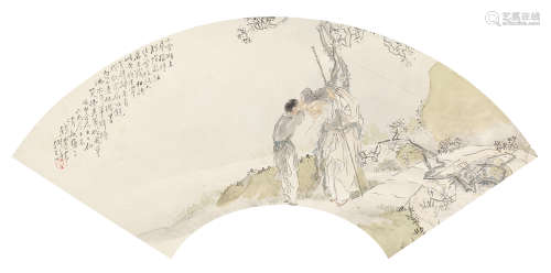 （1833－1911） 錢慧安 1896 尋梅閒逸圖 鏡片 設色絹本