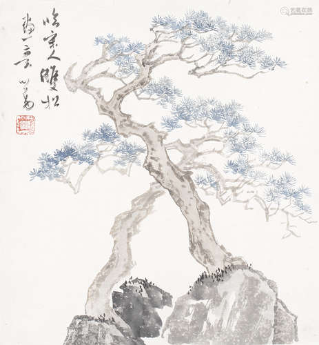 （1896－1963） 溥儒 松崗傲挺 鏡片 設色紙本