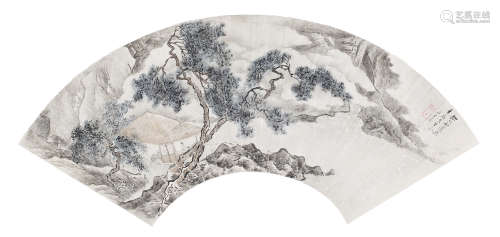 （1764－1841後） 朱昂之 松泉高士圖 鏡片 設色銀箋