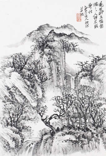 （1874－1955） 趙雲壑 觀壑飛瀑 鏡片 水墨紙本