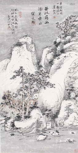 （1865－1955） 黃賓虹 趙寶芝、段拭題 松風流水 鏡片 設色紙本