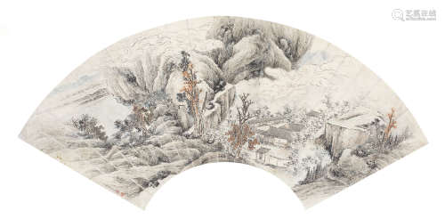 （1720－1772） 錢維城 秋山問道 鏡片 設色紙本