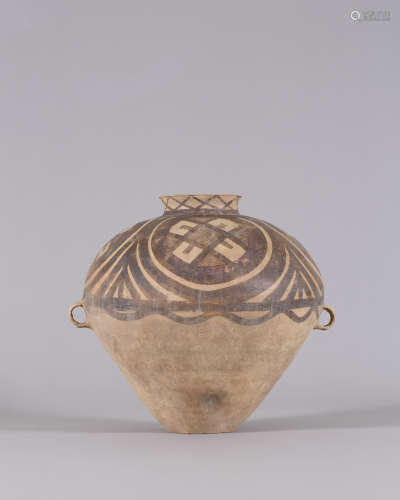 新石器時代馬家窯文化 馬場類型彩陶罐 附盒
