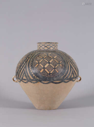 新石器時代馬家窯文化 半山類型彩陶罐 附盒