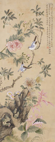 （1773－1828） 改琦 花鳥圖 軸 設色紙本