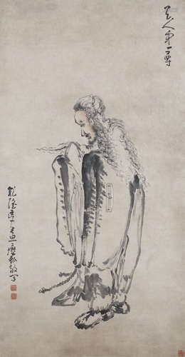 （1687－1772） 黃慎 1762 天人第一尊 軸 設色紙本