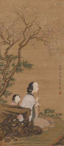 （1773－1828） 改琦 仕女畫 軸 設色絹本