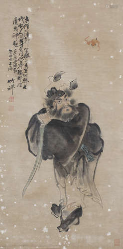 （1825－1901） 竹禪 1880 鍾馗天師 軸 設色紙本