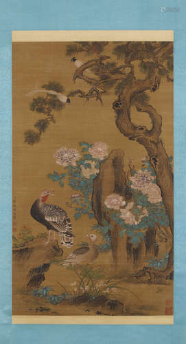 （1669－1732） 蔣廷錫 花鳥 軸 設色絹本