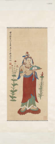 （1898－1983） 張大千 1944 佛菩薩像 軸 設色絹本