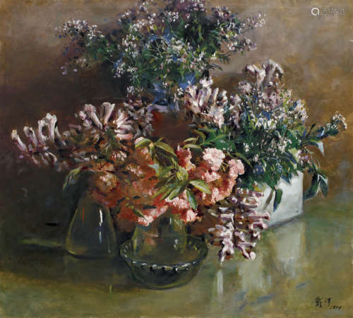（B.1922） 戴澤 1999 花卉靜物 繃架 油彩畫布