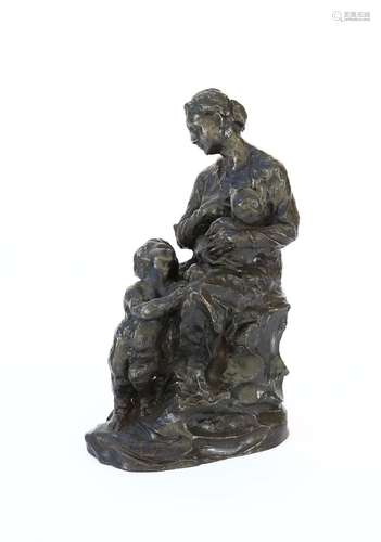 Bronze Sculpture of a Mother nursing her Child