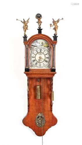 A Small Frisian Oak Wall Clock, Holland ca. 1830