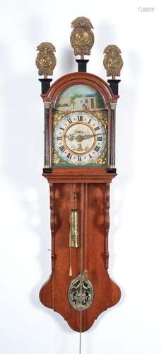 A Tall Frisian Oak Wall Clock, Holland ca. 1830