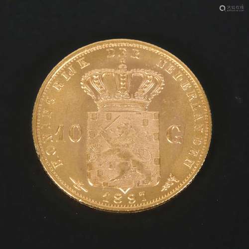 Golden 10 Guilders Coin, Wilhelmina 1897