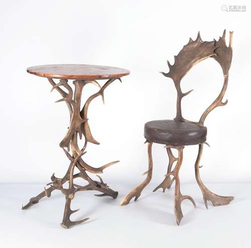 Deer Antler Chair And Table