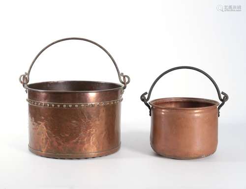 Two Red Copper Ash Buckets